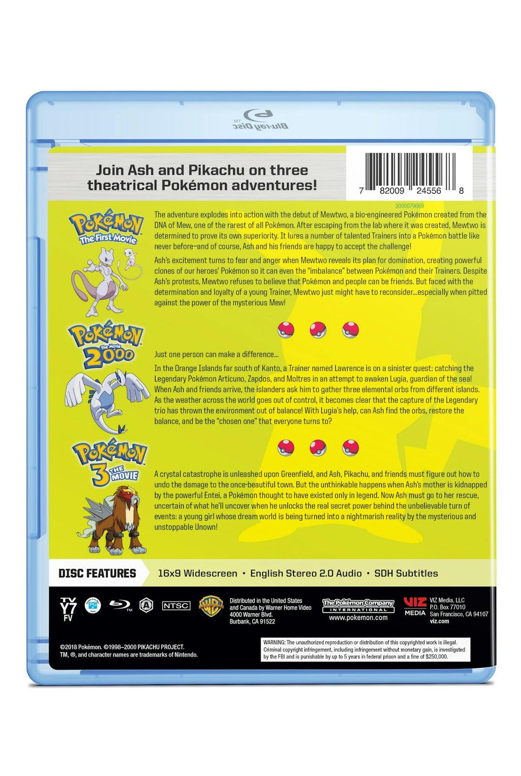 Pokémon - the First Movie / Pokemon - the Movie 2000 / Pokémon 3 Blu-Ray Veron