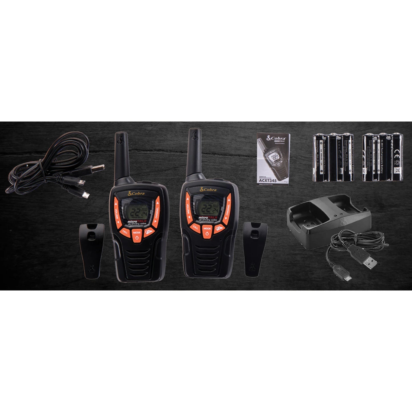 Microtalk Gmrs/Frs Walkie Talkies Pair, Black, Cxt390