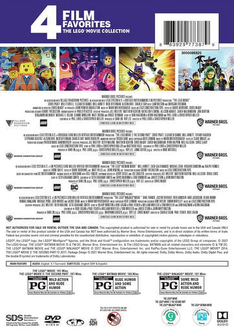 LEGO Movie 4-Film Collection DVD 2-Disc Kids & Family PG