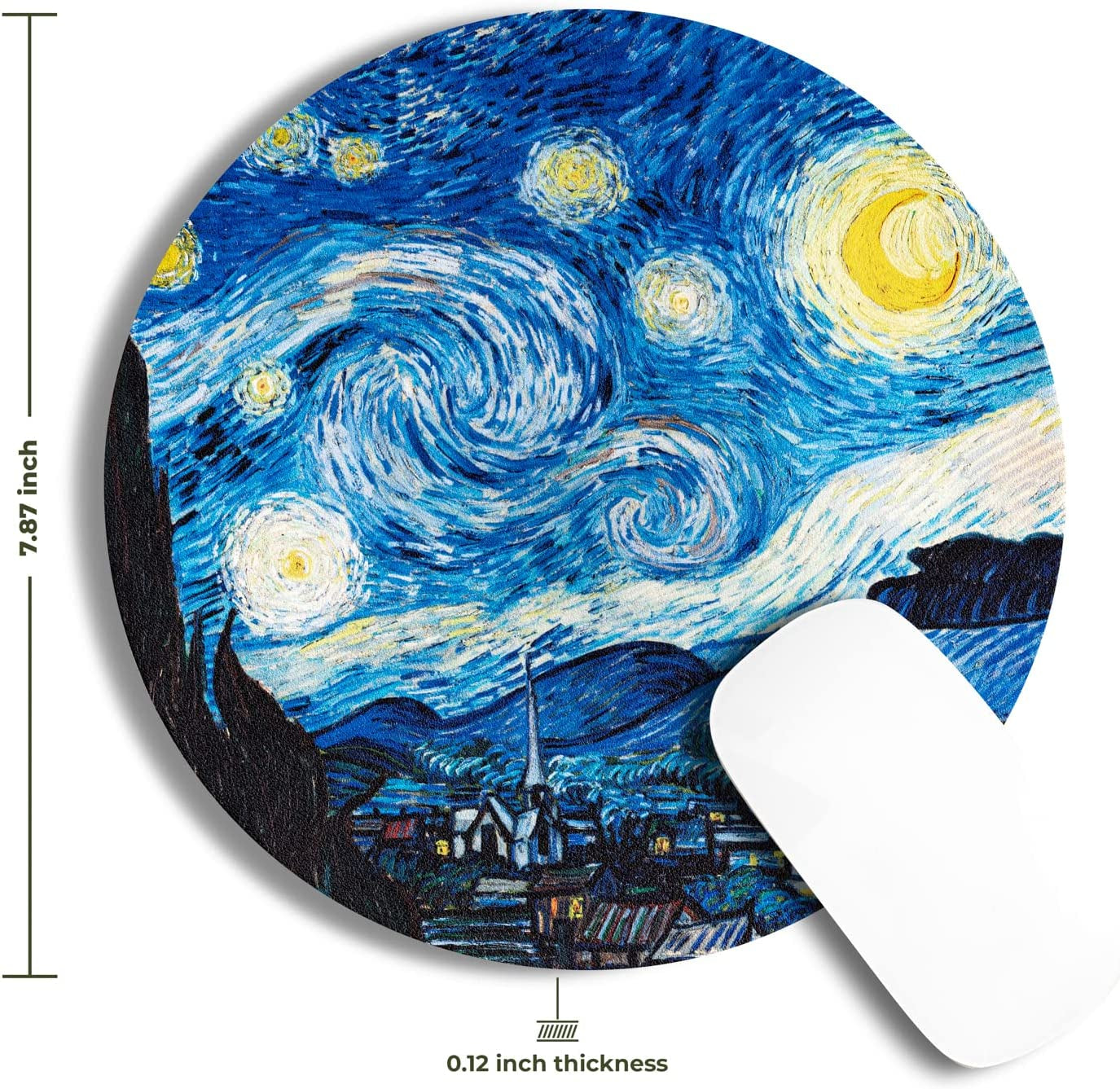 Mouse Pad - Mouse Pads with Famous Art, Cute Mouse Pad, Mouse Mat, Mousepad Mouse Pads for Wireless Mouse, Leather Mousepad (The Starry Night by Vincent Van Gogh)