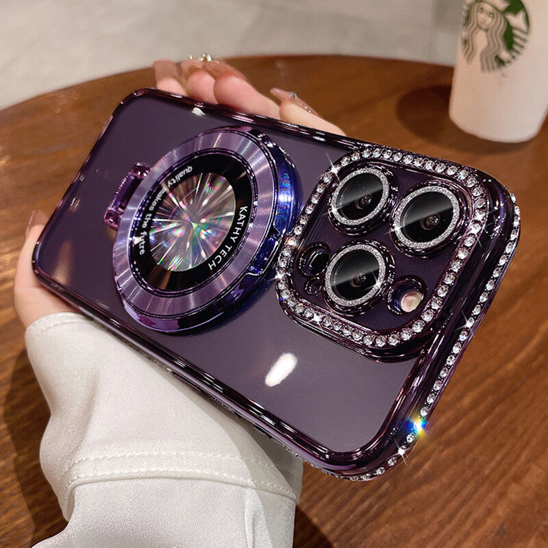 For Iphone 17 16 Pro Max 15 14 13 12 11 Glitter Bling Diamond Mag Safe Ring Case