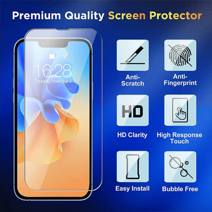 For Iphone 17 16 15 14 13 12 11 Pro Max Tempered Glass Screen + Camera Protector