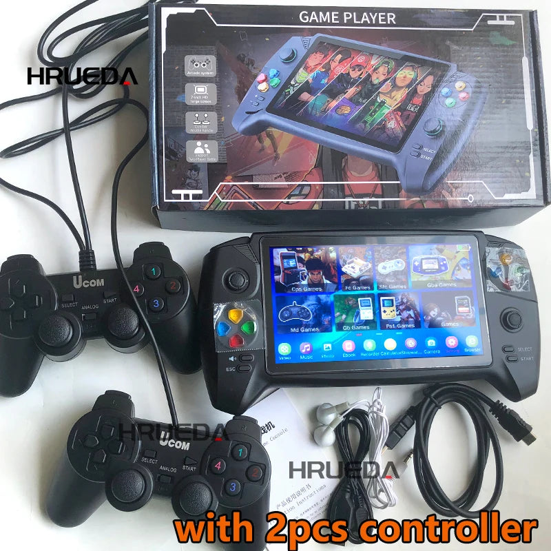 Portable Retro Video Game Classic Console Player 16Gb 7 Inch Game Screen Display ,Support Dual Players, over 6000 Games Children