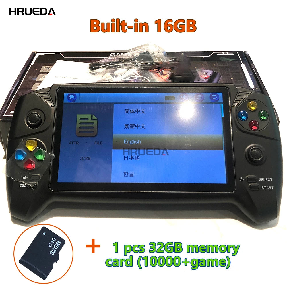 Portable Retro Video Game Classic Console Player 16Gb 7 Inch Game Screen Display ,Support Dual Players, over 6000 Games Children