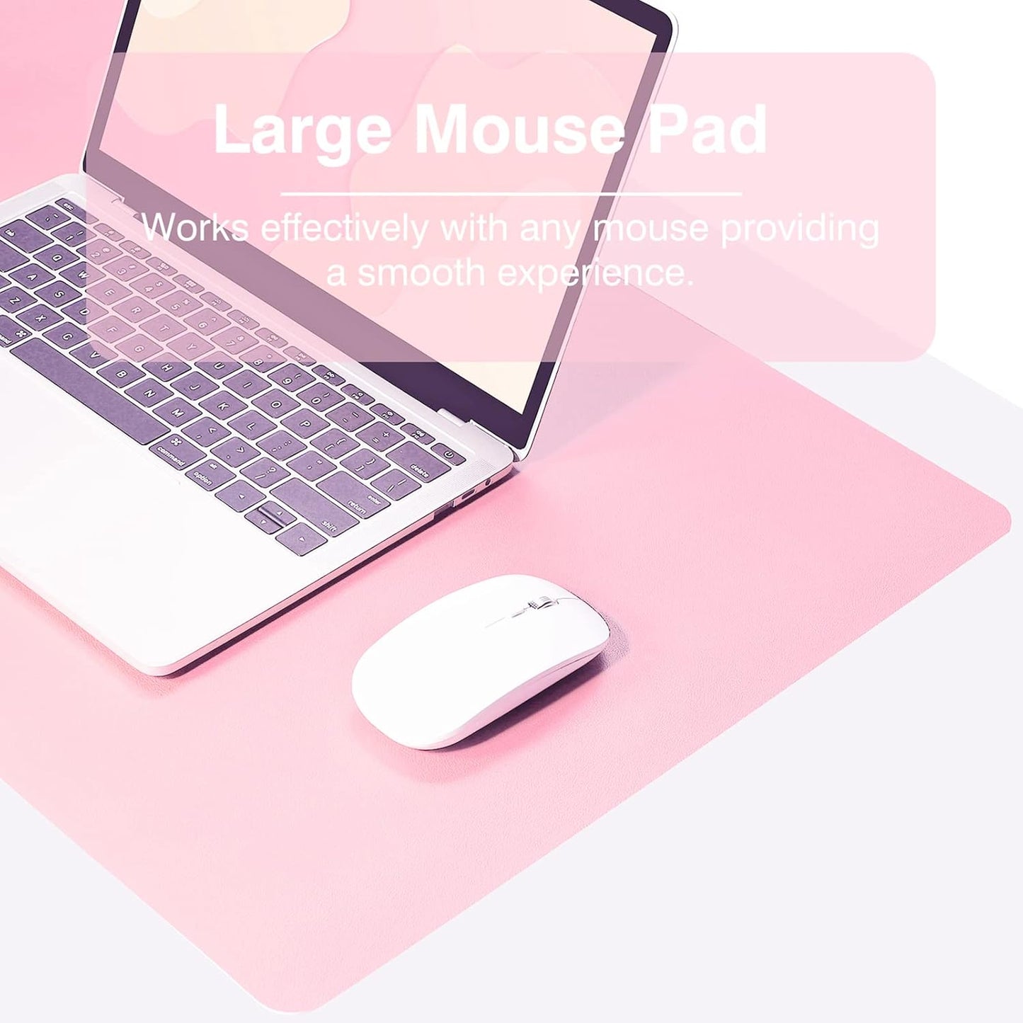 Dual Sided Desk Pad, Large Desk Mat, Waterproof Desk Blotter Protector Mouse Pad, Leather Desk Pad Large for Keyboard and Mouse (36" X 17", Blue/Pink)