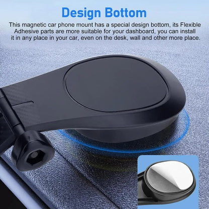 360° Rotation Magnetic Phone Holder Foldable Car Mount Stand Dashboard Universal