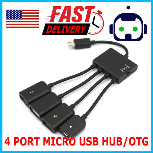Micro USB Charging OTG Hub Splitter Cable for Smart Phone Android Tablet 4 in 1