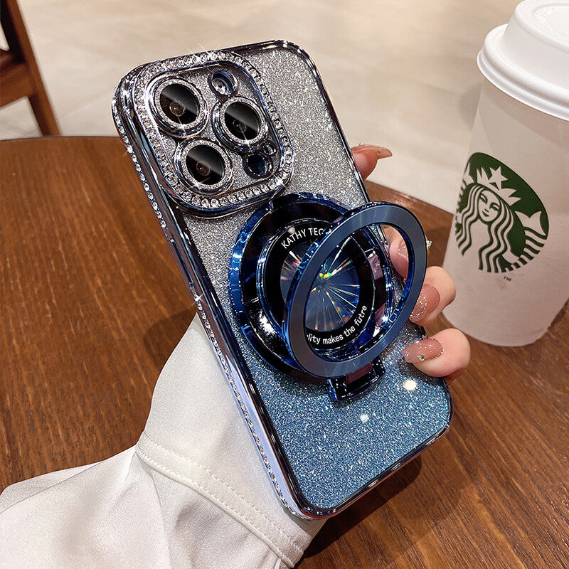 For Iphone 17 16 Pro Max 15 14 13 12 11 Glitter Bling Diamond Mag Safe Ring Case