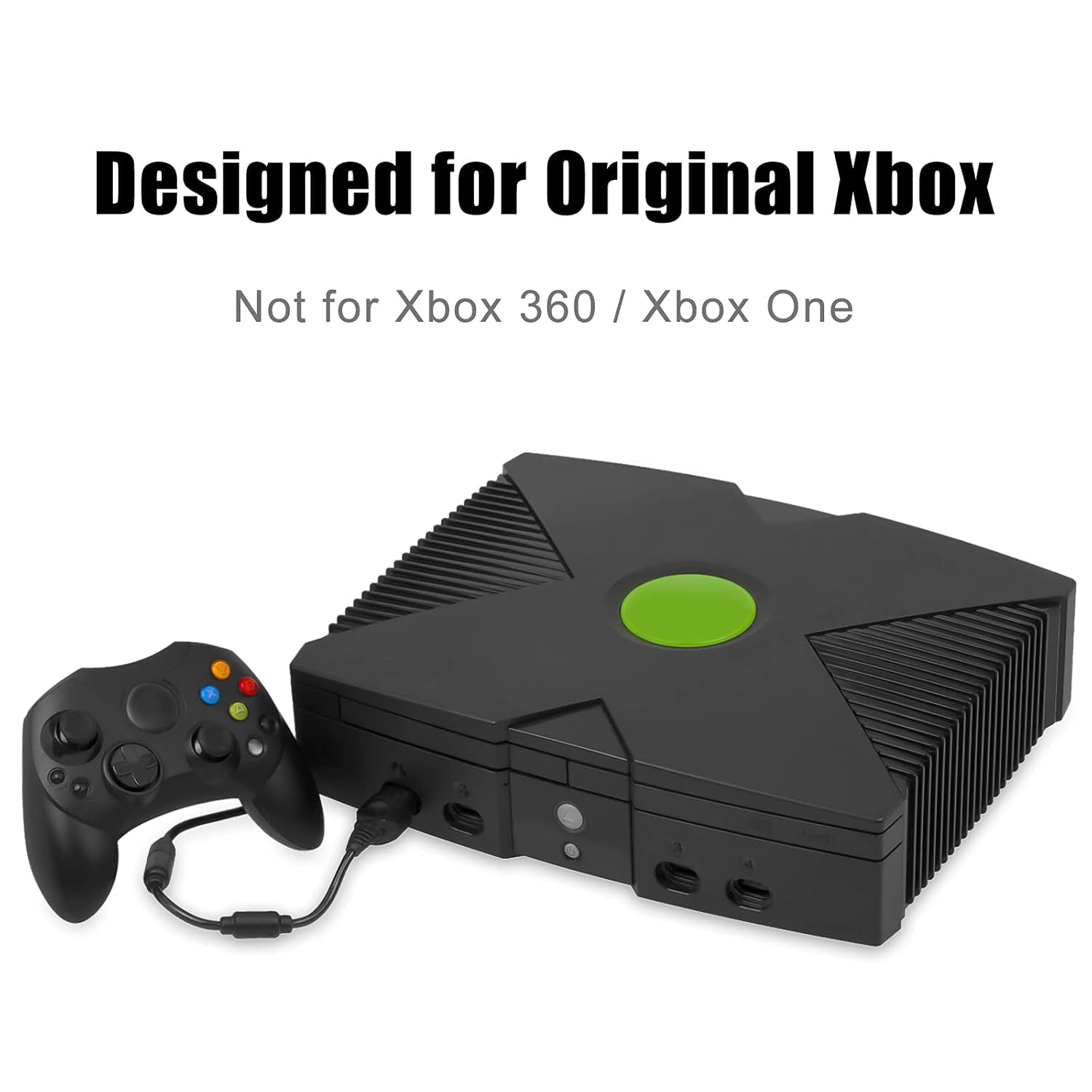 Controller Replacement for Original Xbox Console (Black and Sapphire Blue)