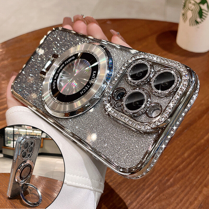 For Iphone 17 16 Pro Max 15 14 13 12 11 Glitter Bling Diamond Mag Safe Ring Case