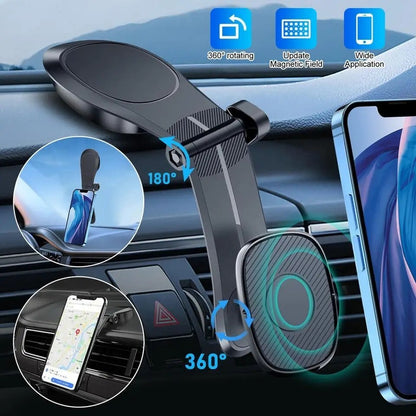 360° Rotation Magnetic Phone Holder Foldable Car Mount Stand Dashboard Universal