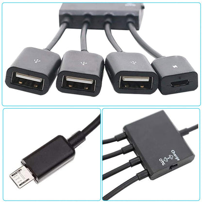Micro USB Charging OTG Hub Splitter Cable for Smart Phone Android Tablet 4 in 1