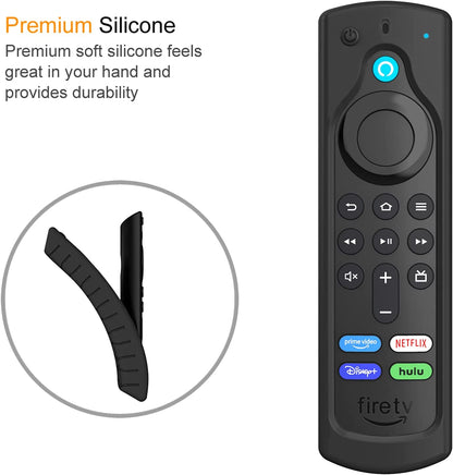 Remote Case for Fire TV Stick HD/4K/4K Max (1St Gen)/Fire TV Stick (3Rd Gen)/Lite - Anti-Slip Shockproof Silicone Cover for Alexa Voice Remote (2Nd & 3Rd Generation) (Black)