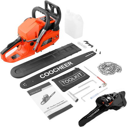 62CC 2-Cycle 3.5HP Gas Powered Chainsaw,20" Bar,Carrying Bag&Tool Kit Included,Handheld Cordless Chainsaw for Cutting Wood&Trees