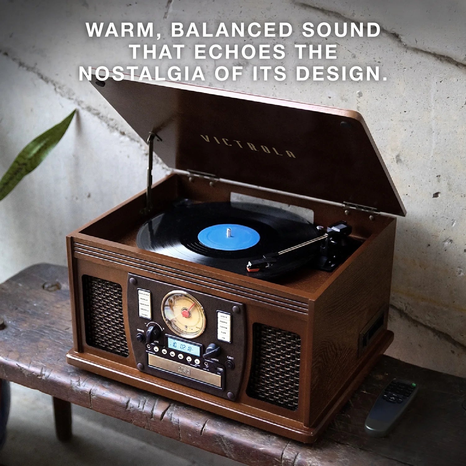 8-In-1 Navigator Bluetooth Record Player & Multimedia Center, Built-In Stereo Speakers - Turntable, Wireless Music Streaming