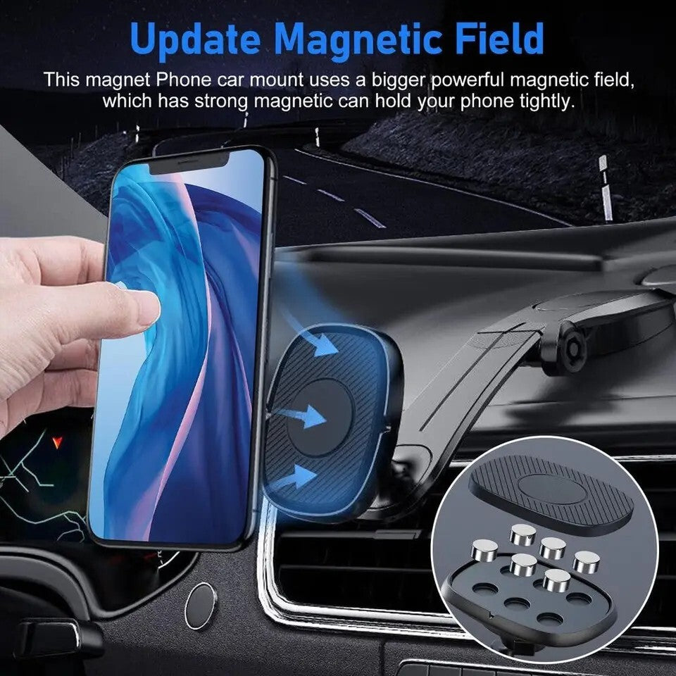 360° Rotation Magnetic Phone Holder Foldable Car Mount Stand Dashboard Universal