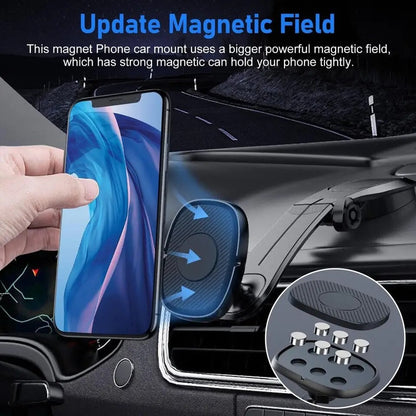 360° Rotation Magnetic Phone Holder Foldable Car Mount Stand Dashboard Universal