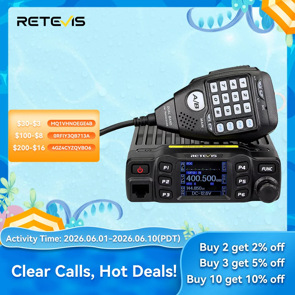 RT95 Mobile Ham Radio Two-Way Car Radio VHF UHF Dual Band Mobile Radio Station Transceiver Base Station for Camping