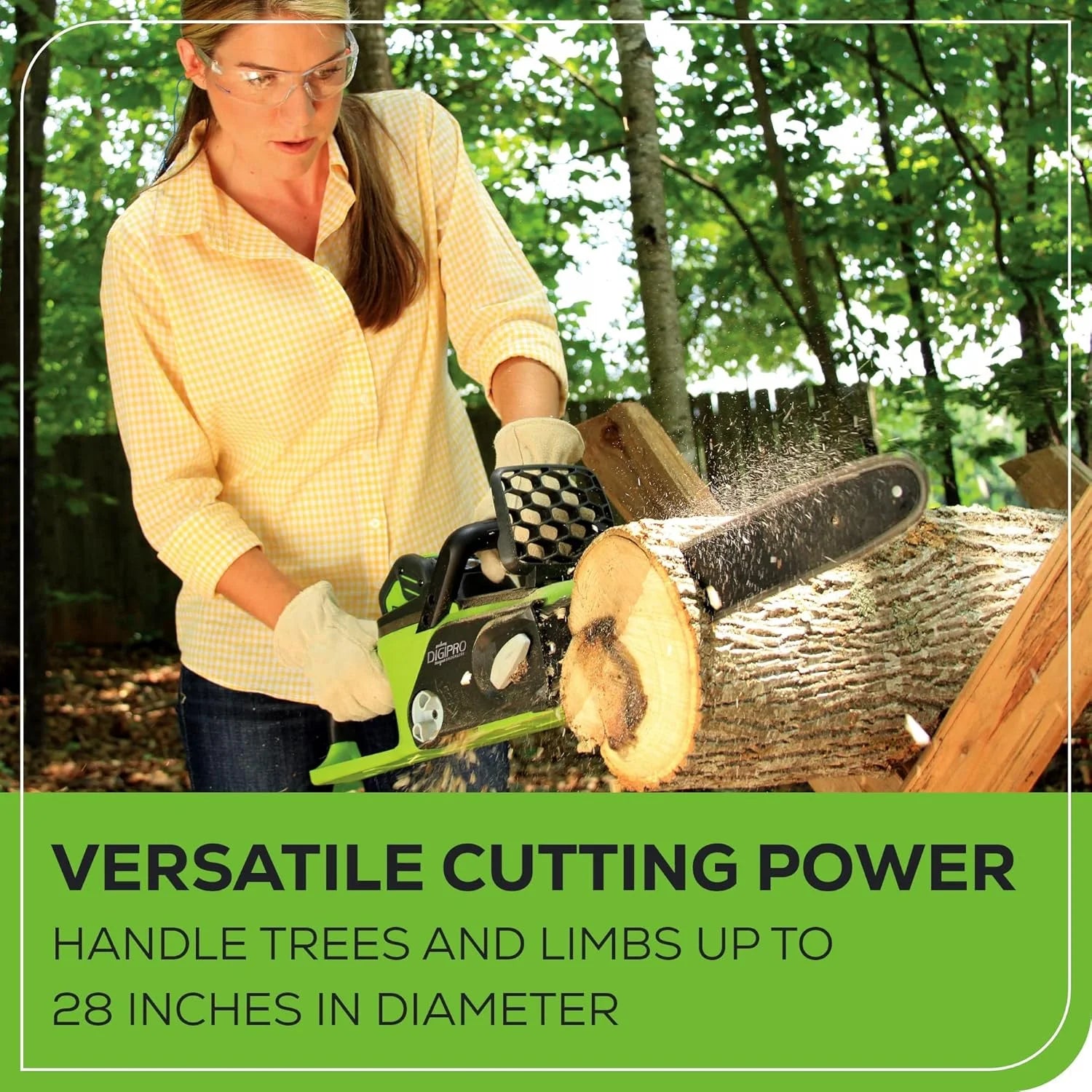 G-MAX 16 in 4 Amps 40 V Battery Chainsaw, Anti-Vibration, Automatic Chain Oiler, Bumper Spikes, Chain Brake, Chain Catcher, Tool-Less Chain Tensioning