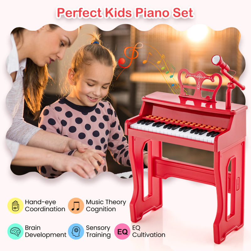 37 Keys Music Piano with Microphone Kids Piano Keyboard with Detachable Music Stand