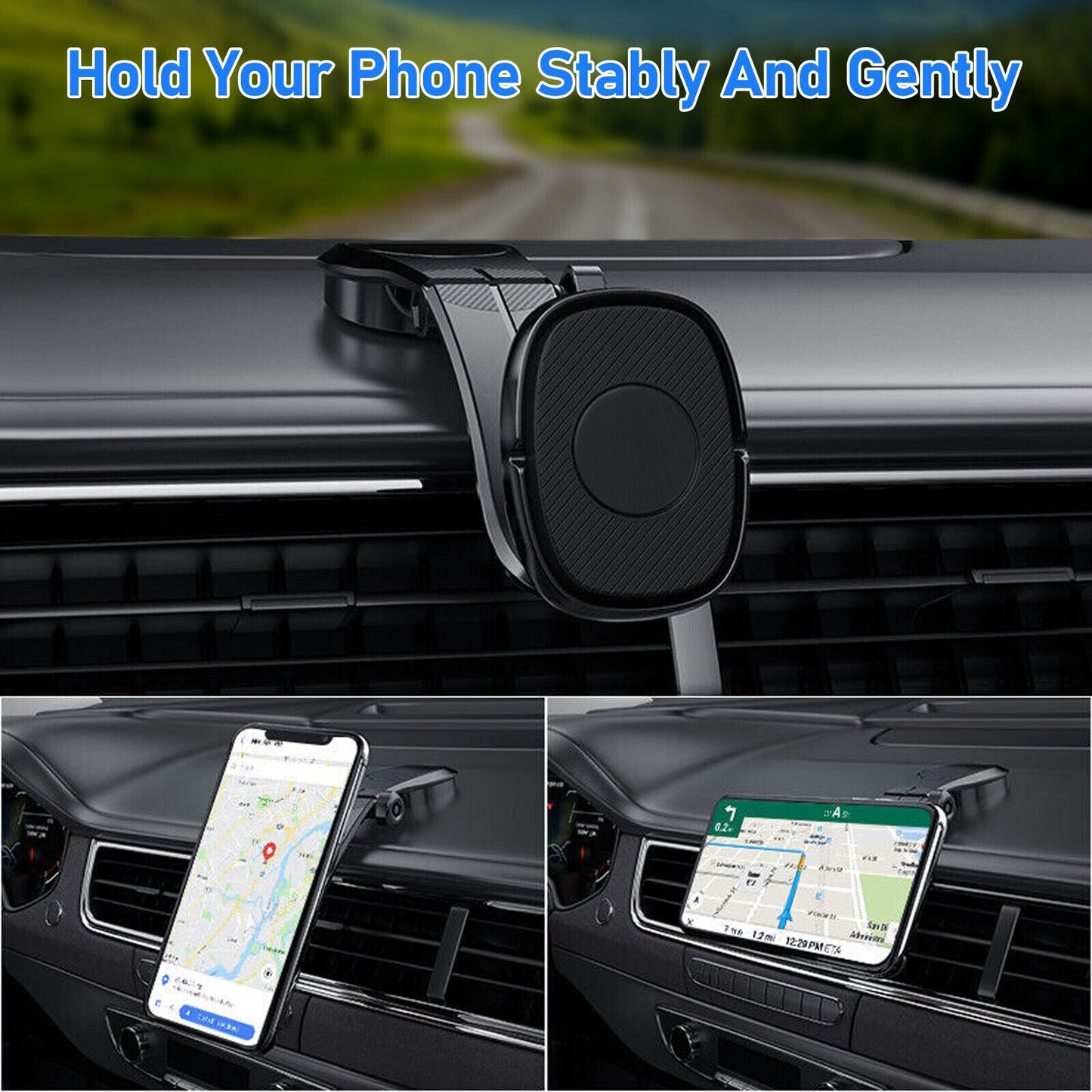360° Rotation Magnetic Phone Holder Foldable Car Mount Stand Dashboard Universal