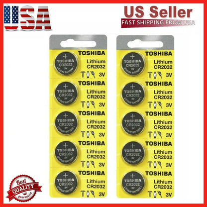10 X New Original Toshiba CR2032 CR 2032 3V LITHIUM BATTERY BR2032 DL2032 Remote