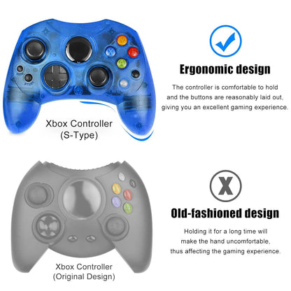 Controller Replacement for Original Xbox Console (Black and Sapphire Blue)