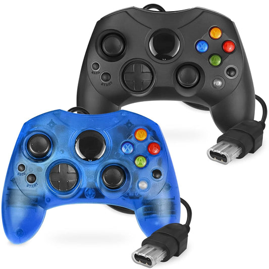 Controller Replacement for Original Xbox Console (Black and Sapphire Blue)