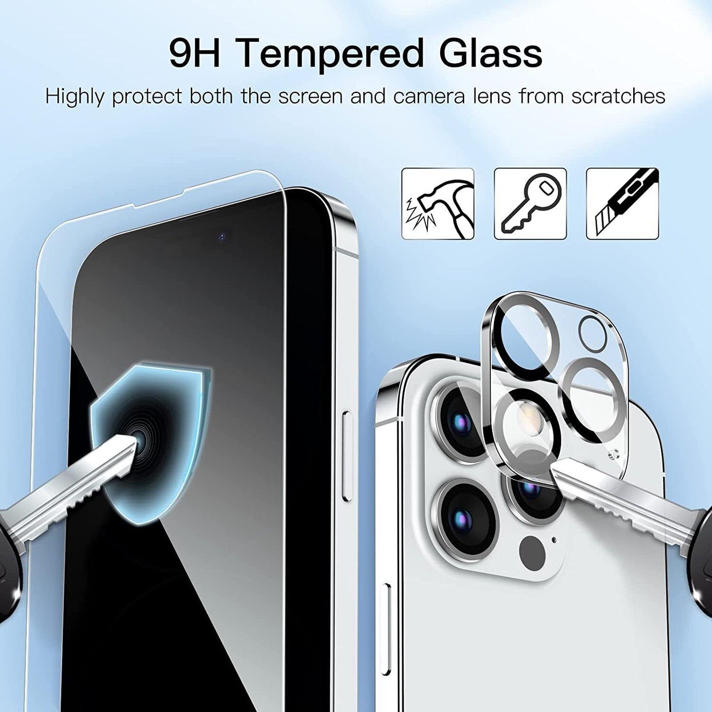 For Iphone 17 16 15 14 13 12 11 Pro Max Tempered Glass Screen + Camera Protector