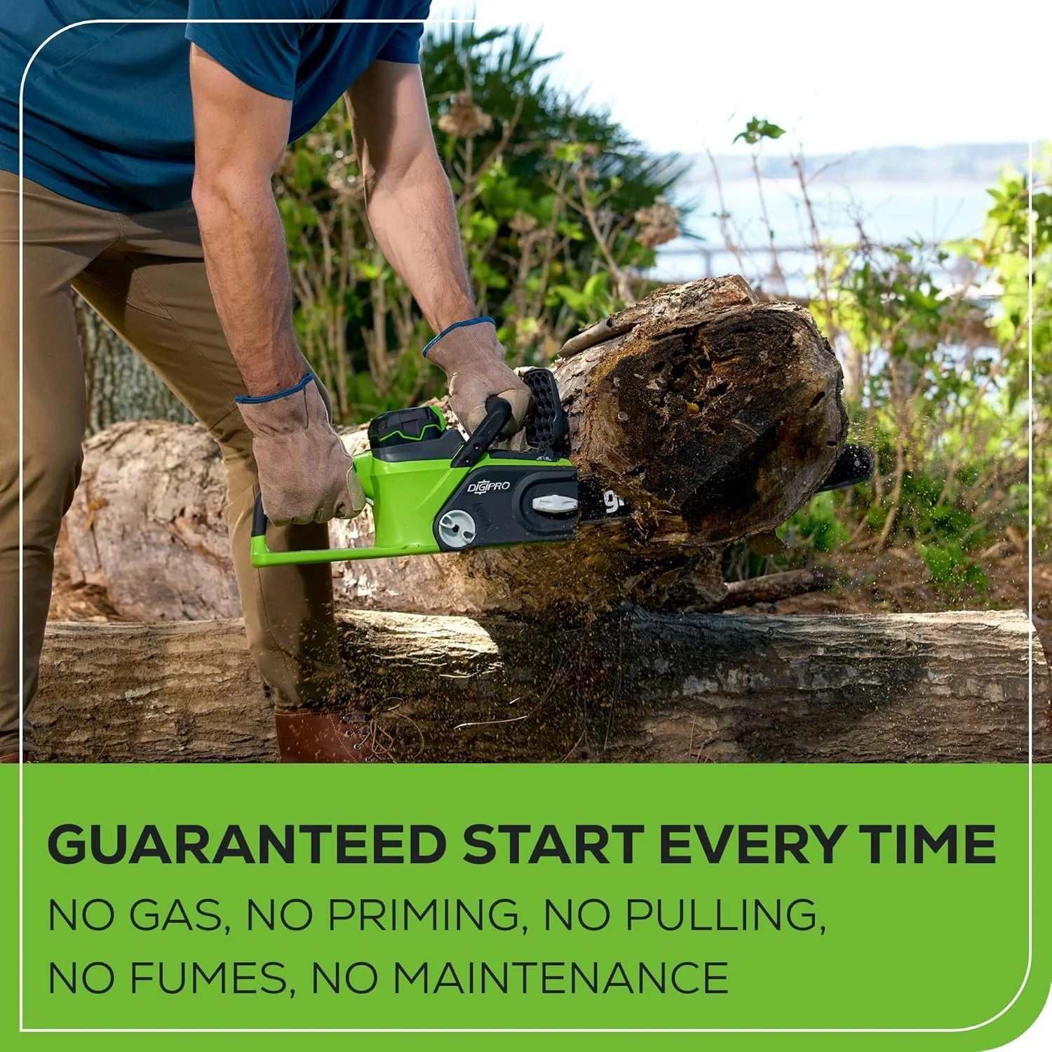 G-MAX 16 in 4 Amps 40 V Battery Chainsaw, Anti-Vibration, Automatic Chain Oiler, Bumper Spikes, Chain Brake, Chain Catcher, Tool-Less Chain Tensioning