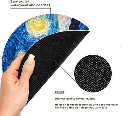 Mouse Pad - Mouse Pads with Famous Art, Cute Mouse Pad, Mouse Mat, Mousepad Mouse Pads for Wireless Mouse, Leather Mousepad (The Starry Night by Vincent Van Gogh)