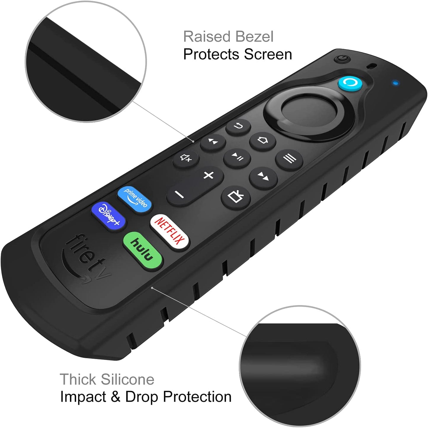 Remote Case for Fire TV Stick HD/4K/4K Max (1St Gen)/Fire TV Stick (3Rd Gen)/Lite - Anti-Slip Shockproof Silicone Cover for Alexa Voice Remote (2Nd & 3Rd Generation) (Black)