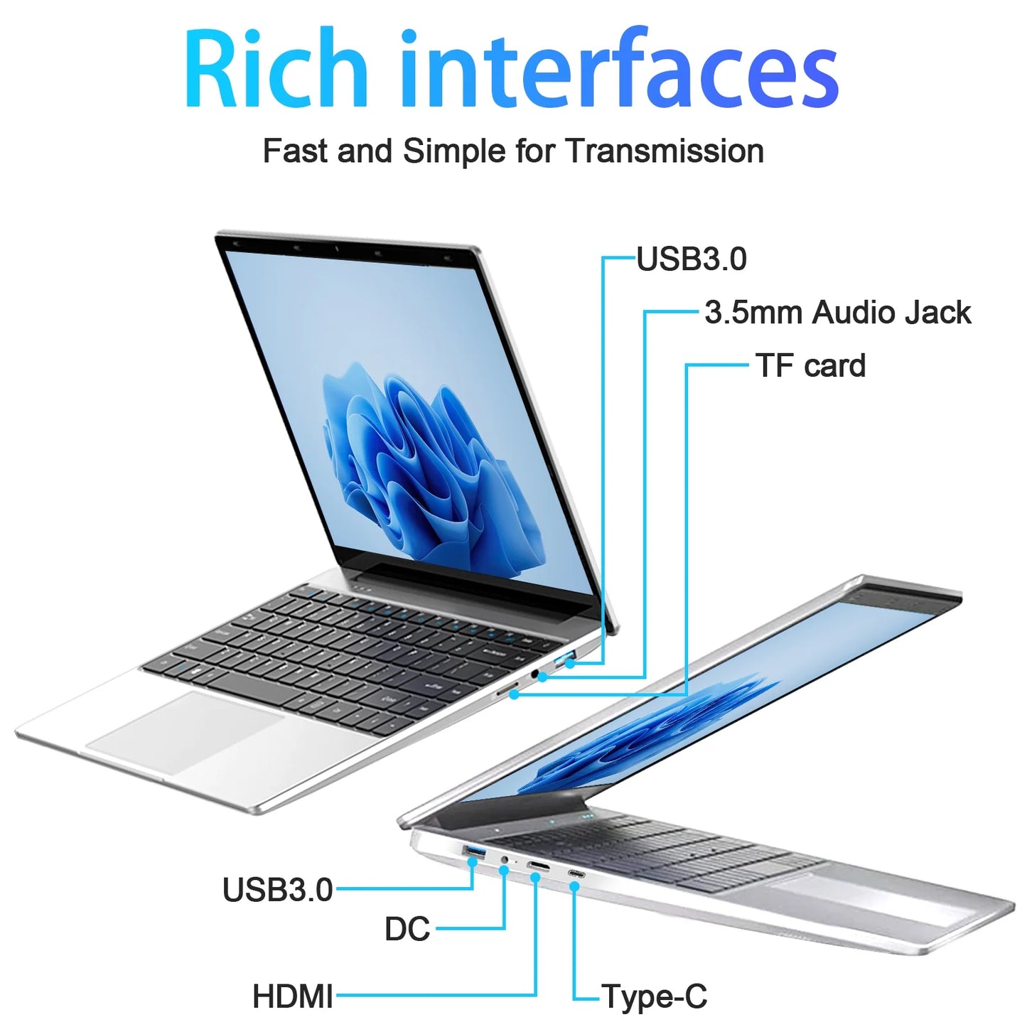 14.1In Windows 11 Pro Laptop, 8GB DDR4, 512GB SSD Computer, Intel Celeron, 1920X1080, 1TB Expansion, Silver