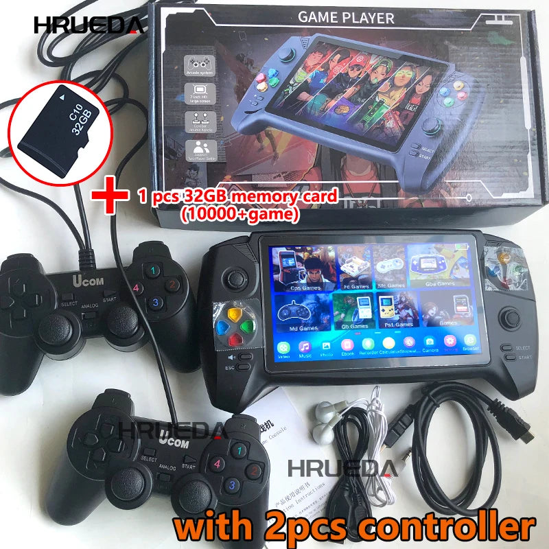 Portable Retro Video Game Classic Console Player 16Gb 7 Inch Game Screen Display ,Support Dual Players, over 6000 Games Children