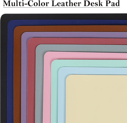 PU Leather Desk Pad with Suede Base, Multi-Color Non-Slip Mouse Pad, 24” X 14” Waterproof Desk Writing Mat, Large Desk Blotter Protector(Gray-Blue)