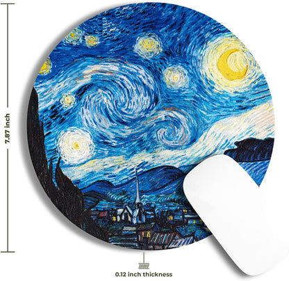 Mouse Pad - Mouse Pads with Famous Art, Cute Mouse Pad, Mouse Mat, Mousepad Mouse Pads for Wireless Mouse, Leather Mousepad (The Starry Night by Vincent Van Gogh)
