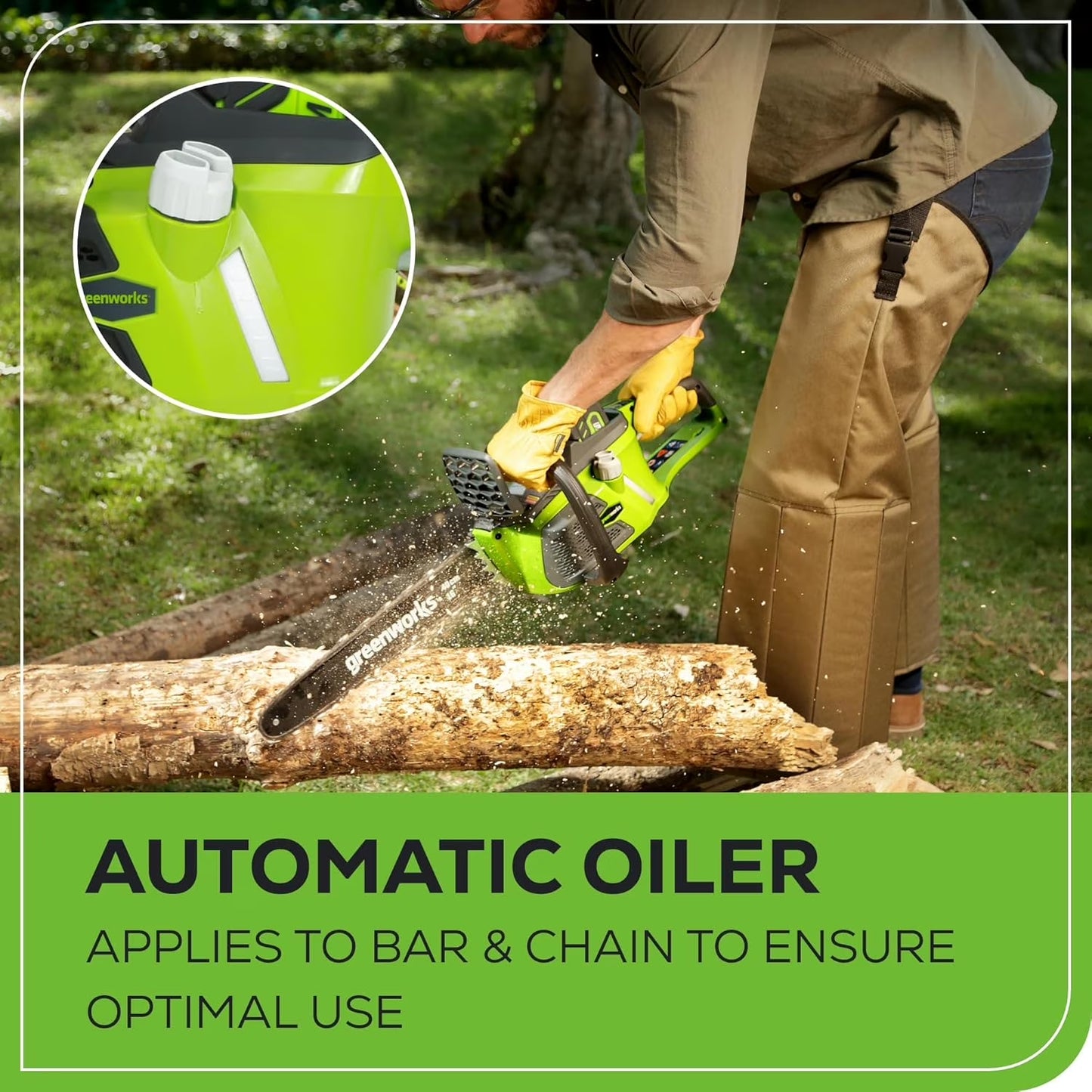 G-MAX 16 in 4 Amps 40 V Battery Chainsaw, Anti-Vibration, Automatic Chain Oiler, Bumper Spikes, Chain Brake, Chain Catcher, Tool-Less Chain Tensioning