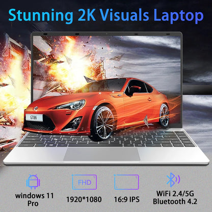 14.1In Windows 11 Pro Laptop, 8GB DDR4, 512GB SSD Computer, Intel Celeron, 1920X1080, 1TB Expansion, Silver