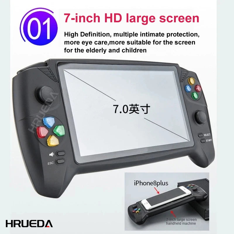 Portable Retro Video Game Classic Console Player 16Gb 7 Inch Game Screen Display ,Support Dual Players, over 6000 Games Children