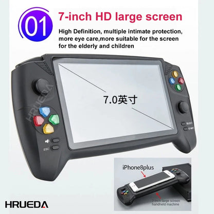 Portable Retro Video Game Classic Console Player 16Gb 7 Inch Game Screen Display ,Support Dual Players, over 6000 Games Children