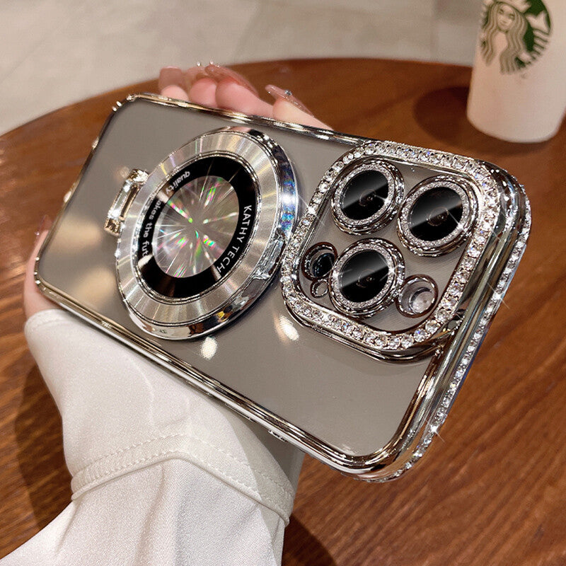 For Iphone 17 16 Pro Max 15 14 13 12 11 Glitter Bling Diamond Mag Safe Ring Case